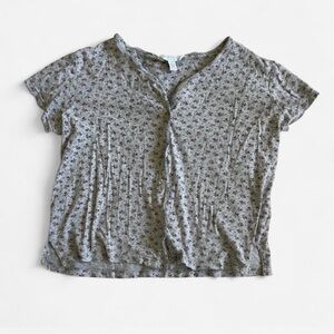 Charter Club Gray and Purple Floral Top